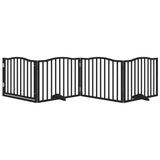Dog Gate with Door Foldable 4 Panels Black 320 cm Poplar Wood - Side View