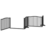 Dog Gate with Door Foldable 4 Panels Black 320 cm Poplar Wood - Top-Down View
