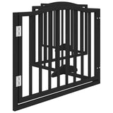 Dog Gate with Door Foldable 4 Panels Black 320 cm Poplar Wood - 45-Degree Angle