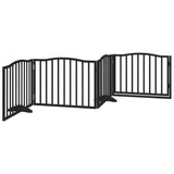 Dog Gate with Door Foldable 4 Panels Black 320 cm Poplar Wood - Rear View