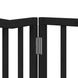 Dog Gate with Door Foldable 4 Panels Black 320 cm Poplar Wood - Extra Image