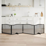 Dog Gate with Door Foldable 4 Panels Black 320 cm Poplar Wood