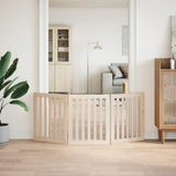 Dog Gate Foldable 3 Panels 150 cm Poplar Wood - Side View