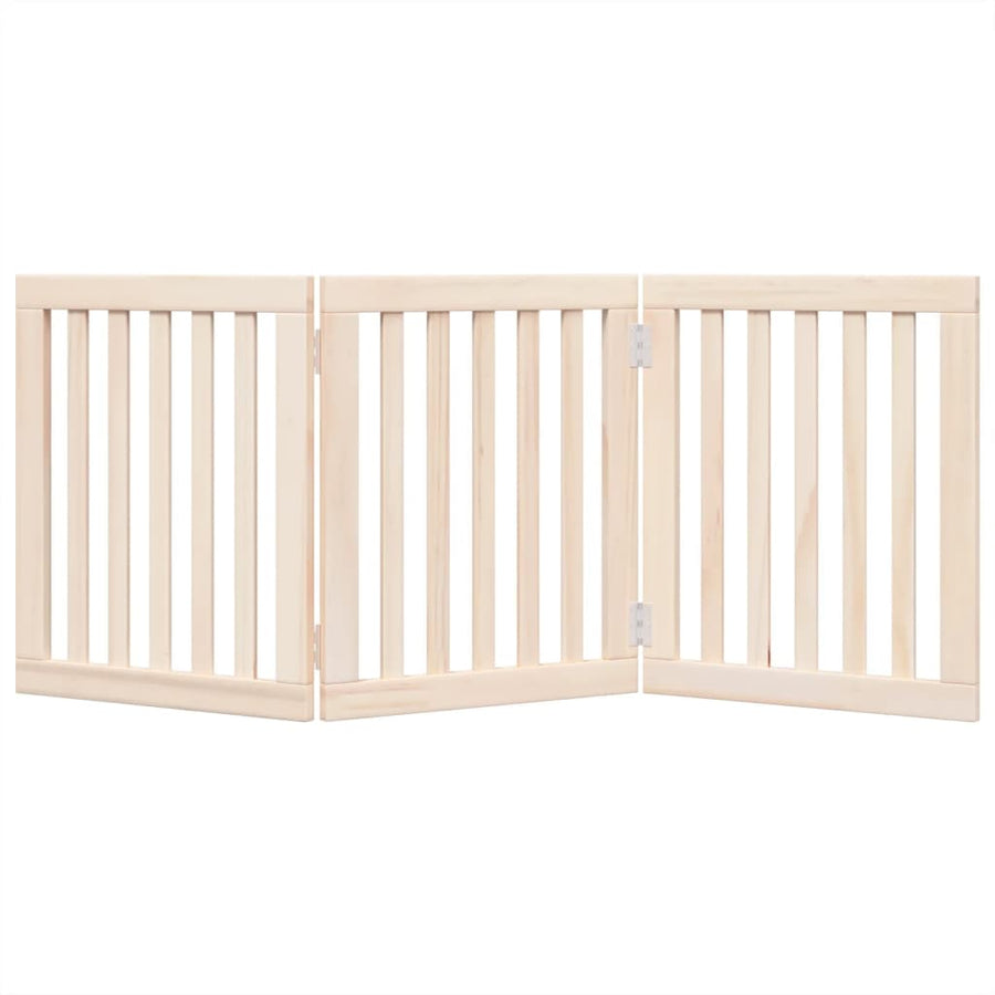 Dog Gate Foldable 3 Panels 150 cm Poplar Wood