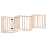 Dog Gate with Door Foldable 6 Panels 300 cm Poplar Wood - Front View