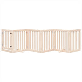 Dog Gate with Door Foldable 6 Panels 300 cm Poplar Wood