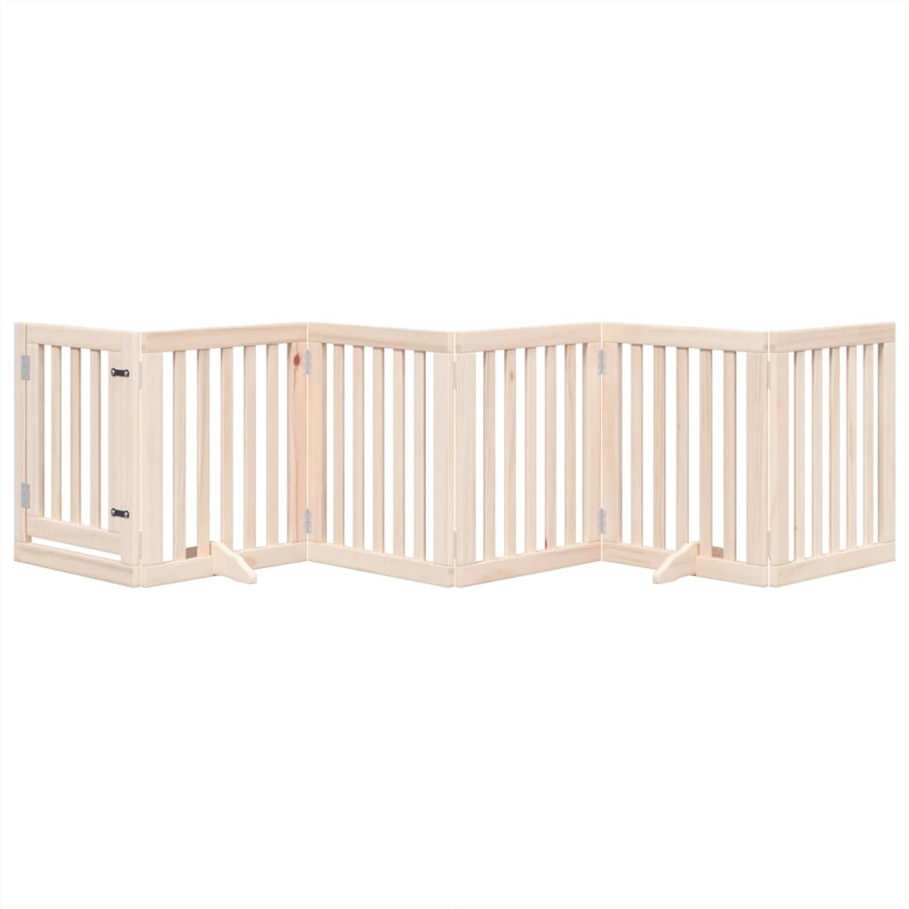 Dog Gate with Door Foldable 6 Panels 300 cm Poplar Wood