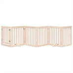 Dog Gate with Door Foldable 6 Panels 300 cm Poplar Wood