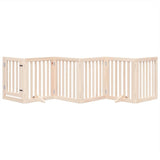 Dog Gate with Door Foldable 6 Panels 300 cm Poplar Wood - Side View