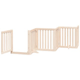 Dog Gate with Door Foldable 6 Panels 300 cm Poplar Wood - Top-Down View