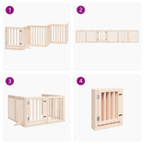 Dog Gate with Door Foldable 6 Panels 300 cm Poplar Wood - Close-Up Angle