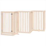 Dog Gate with Door Foldable 6 Panels 300 cm Poplar Wood