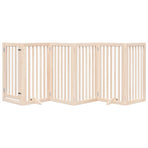 Dog Gate with Door Foldable 6 Panels 300 cm Poplar Wood