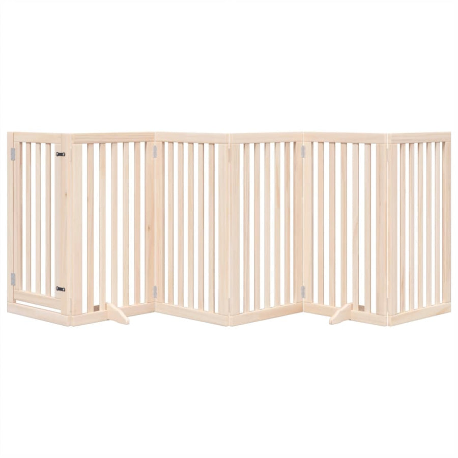Dog Gate with Door Foldable 6 Panels 300 cm Poplar Wood