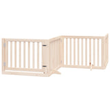 Dog Gate with Door Foldable 4 Panels 320 cm Poplar Wood - Front View