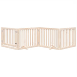 Dog Gate with Door Foldable 4 Panels 320 cm Poplar Wood - Side View