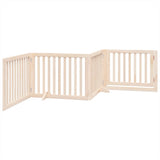 Dog Gate with Door Foldable 4 Panels 320 cm Poplar Wood