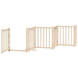 Dog Gate with Door Foldable 6 Panels 300 cm Solid Wood Fir