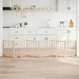 Dog Gate with Door Foldable 6 Panels 300 cm Solid Wood Fir