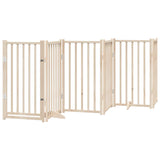 Dog Gate with Door Foldable 6 Panels 300 cm Solid Wood Fir - Front View