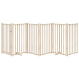 Dog Gate with Door Foldable 6 Panels 300 cm Solid Wood Fir