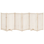 Dog Gate with Door Foldable 6 Panels 300 cm Solid Wood Fir