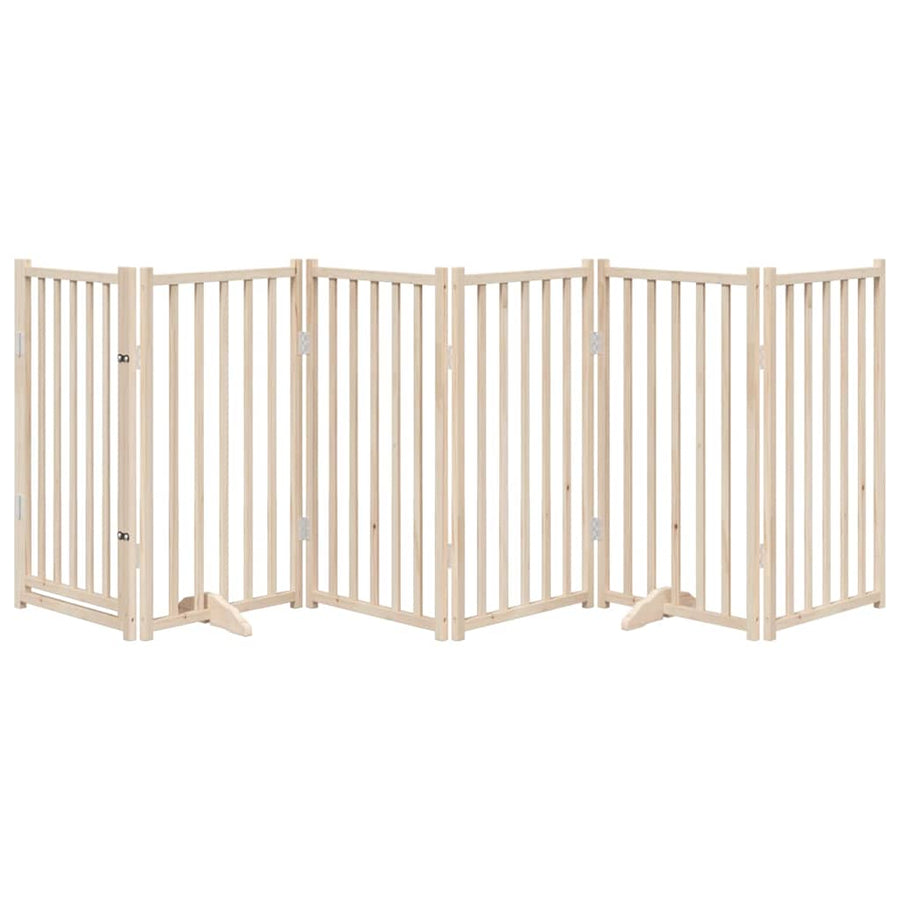 Dog Gate with Door Foldable 6 Panels 300 cm Solid Wood Fir