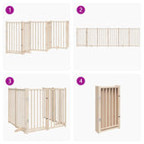 Dog Gate with Door Foldable 6 Panels 300 cm Solid Wood Fir - Close-Up Angle