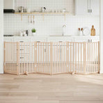 Dog Gate with Door Foldable 6 Panels 300 cm Solid Wood Fir