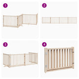 Dog Gate with Door Foldable 4 Panels 320 cm Solid Wood Fir