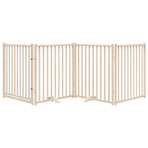 Dog Gate with Door Foldable 4 Panels 320 cm Solid Wood Fir
