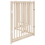 Dog Gate with Door Foldable 4 Panels 320 cm Solid Wood Fir - 45-Degree Angle