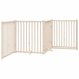 Dog Gate with Door Foldable 4 Panels 320 cm Solid Wood Fir