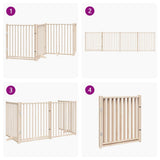 Dog Gate with Door Foldable 4 Panels 320 cm Solid Wood Fir