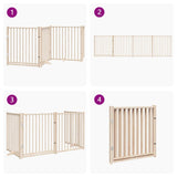 Dog Gate with Door Foldable 4 Panels 320 cm Solid Wood Fir - Close-Up Angle