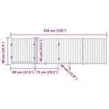 Dog Gate with Door Foldable 4 Panels 320 cm Solid Wood Fir