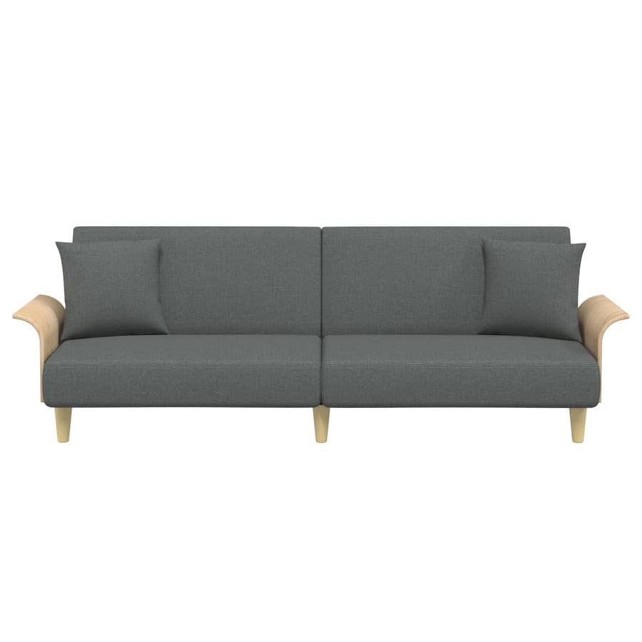 Sofa Bed with Armrests Dark Grey Fabric