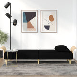 Sofa Bed with Armrests Black Fabric - Side View