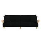 Sofa Bed with Armrests Black Fabric - Top-Down View