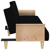 Sofa Bed with Armrests Black Fabric - 45-Degree Angle