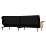 Sofa Bed with Armrests Black Fabric - Rear View