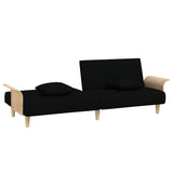 Sofa Bed with Armrests Black Fabric - Close-Up Angle