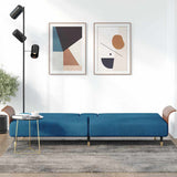 Sofa Bed with Cup Holders Blue Velvet - Side View