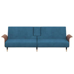Sofa Bed with Cup Holders Blue Velvet