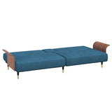 Sofa Bed with Cup Holders Blue Velvet - Low Angle