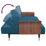 Sofa Bed with Cup Holders Blue Velvet