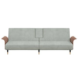 Sofa Bed with Cup Holders Light Grey Velvet