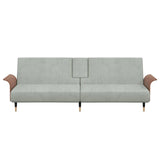 Sofa Bed with Cup Holders Light Grey Velvet - Top-Down View