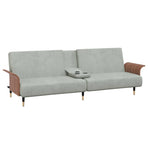 Sofa Bed with Cup Holders Light Grey Velvet