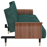 Sofa Bed with Cup Holders Dark Green Velvet - Rear View